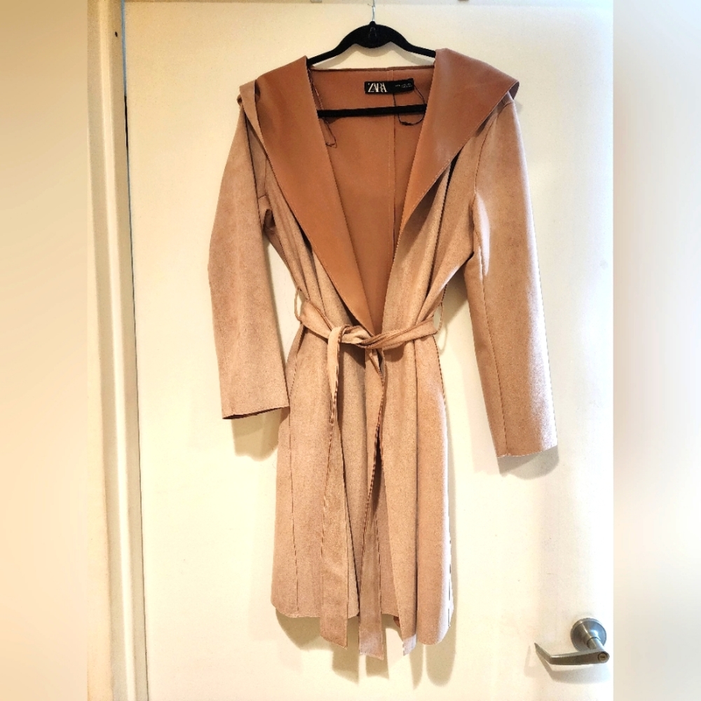 ZARA faux suede trench coat